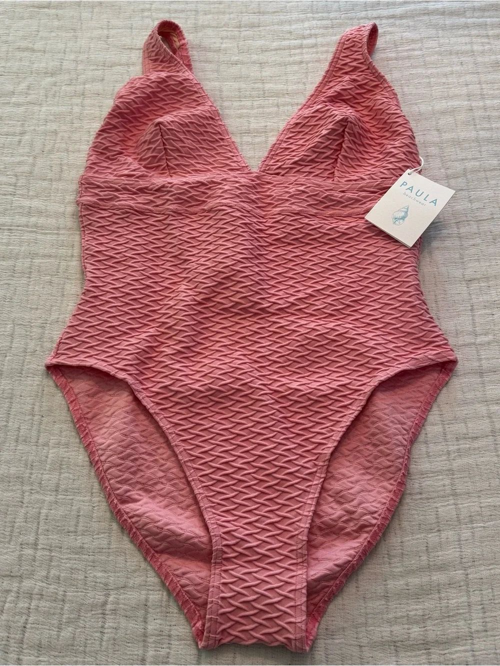 Paula Beachwear Lily One Piece Swimwear Textured Peach XL New With Tags!